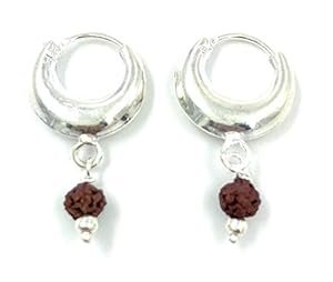 Hoop Earrings With Single Rudraksh for Boys, Girls & Women (12 mm)