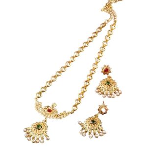 Gold Plated Jewelry Set | Floral Jewelry Set for Haldi | Temple jewelry set for women traditional