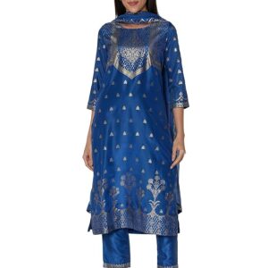 Women Art Silk Straight Kurta Regular Pant Suit Set