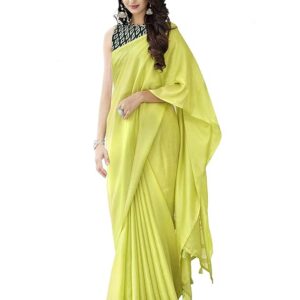 Women's Jute Cotton Saree with Blouse Piece (SRHIW10, Yellow)